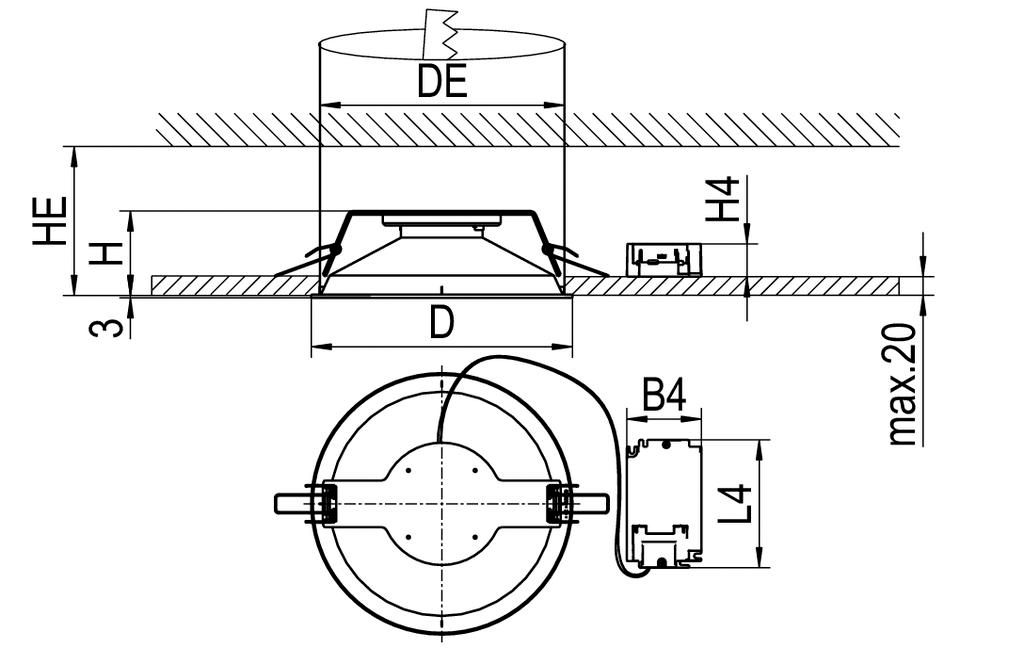 LED-Einbaustrahler 16W 3000K 1720lm Konv DALI Dimmung DALI 1LED Kst IP20 ws