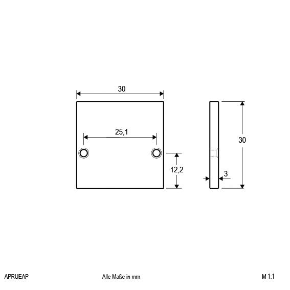 Endkappe alu L30mm B30mm H3mm