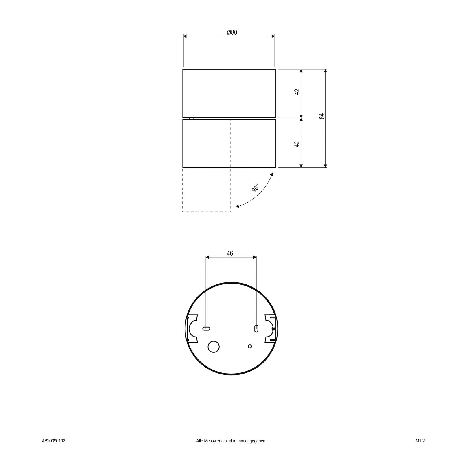LED-Anbauleuchte 9W 3000K 750lm ws Konv Dimmung Phasenabschnitt IP20 Ø80x84mm