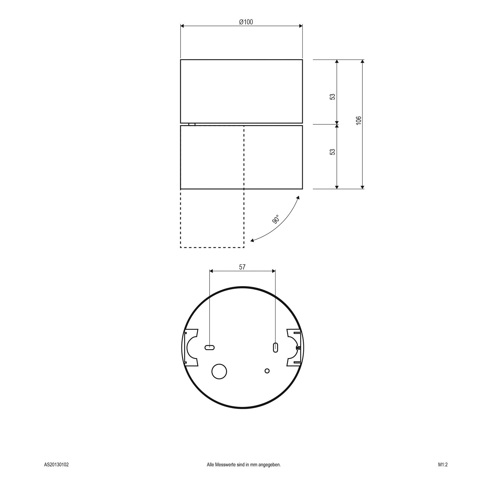 LED-Anbauleuchte 13W 3000K 1000lm ws Konv Dimmung Phasenabschnitt IP20
