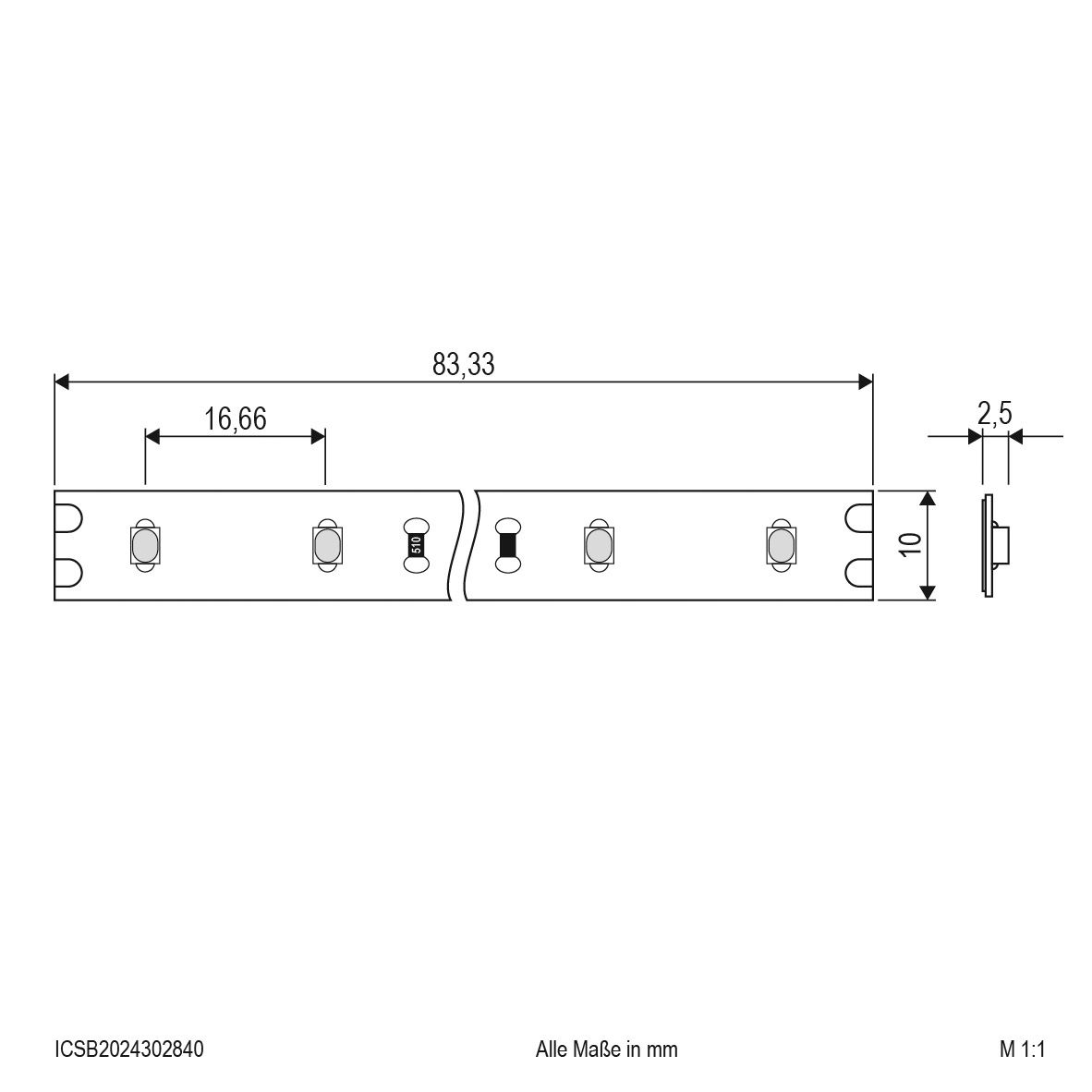 LED-Lichtband 5W/m ws 4000K 60Stk/m IP20 DC LED nicht austauschbar 5000mm 24V