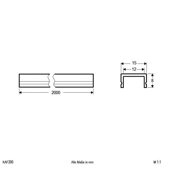 Abblendung sym direkt Kst 2000x15x8mm