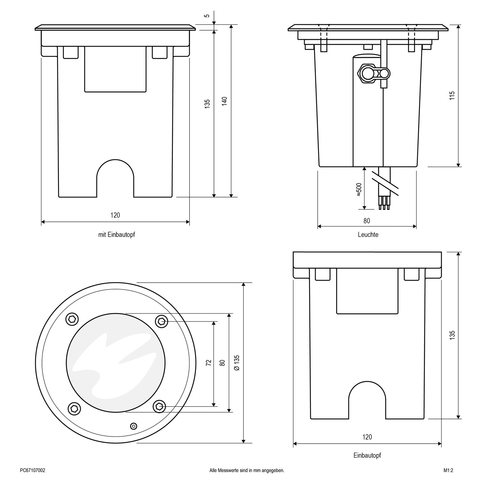 LED-Bodeneinbauleuchte 7W 3000K 530lm 110-240V LED nicht austauschbar 1LED