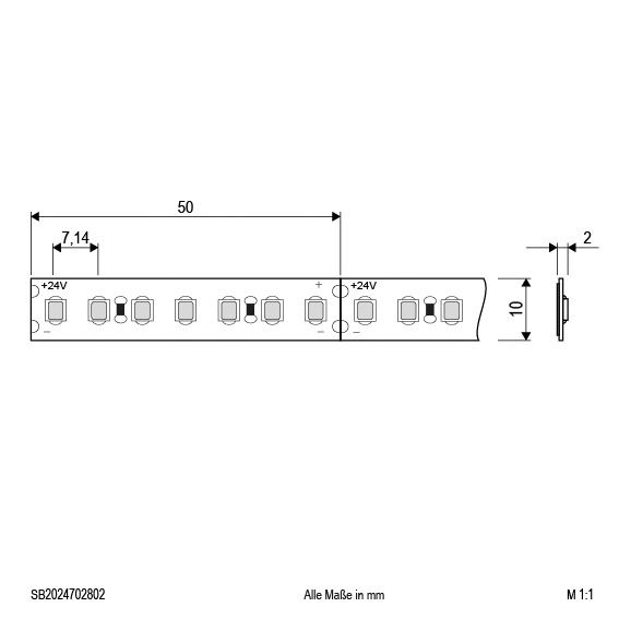 LED-Lichtband 14,4W/m ws 3000K 140Stk/m IP20 LED nicht austauschbar 5000mm DC