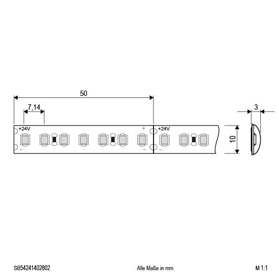 LED-Lichtband 19W/m ws 3000K 140Stk/m DC IP54 LED nicht austauschbar 5000mm 24V