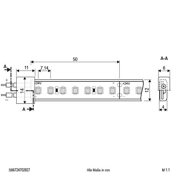 LED-Lichtband 14,4W/m ws 2700K 140Stk/m IP67 LED nicht austauschbar 5000mm DC