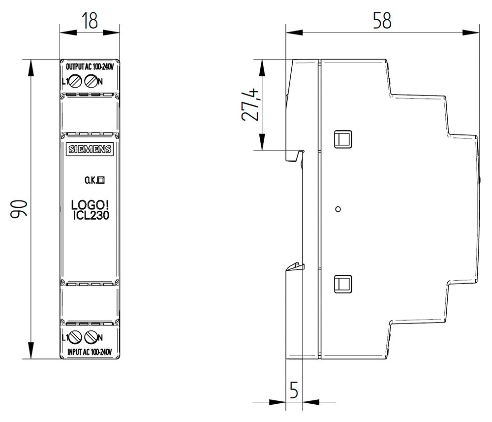 Gleichstromversorgung REG LOGO! 100-240V f.Reiheneinb 5A IP20