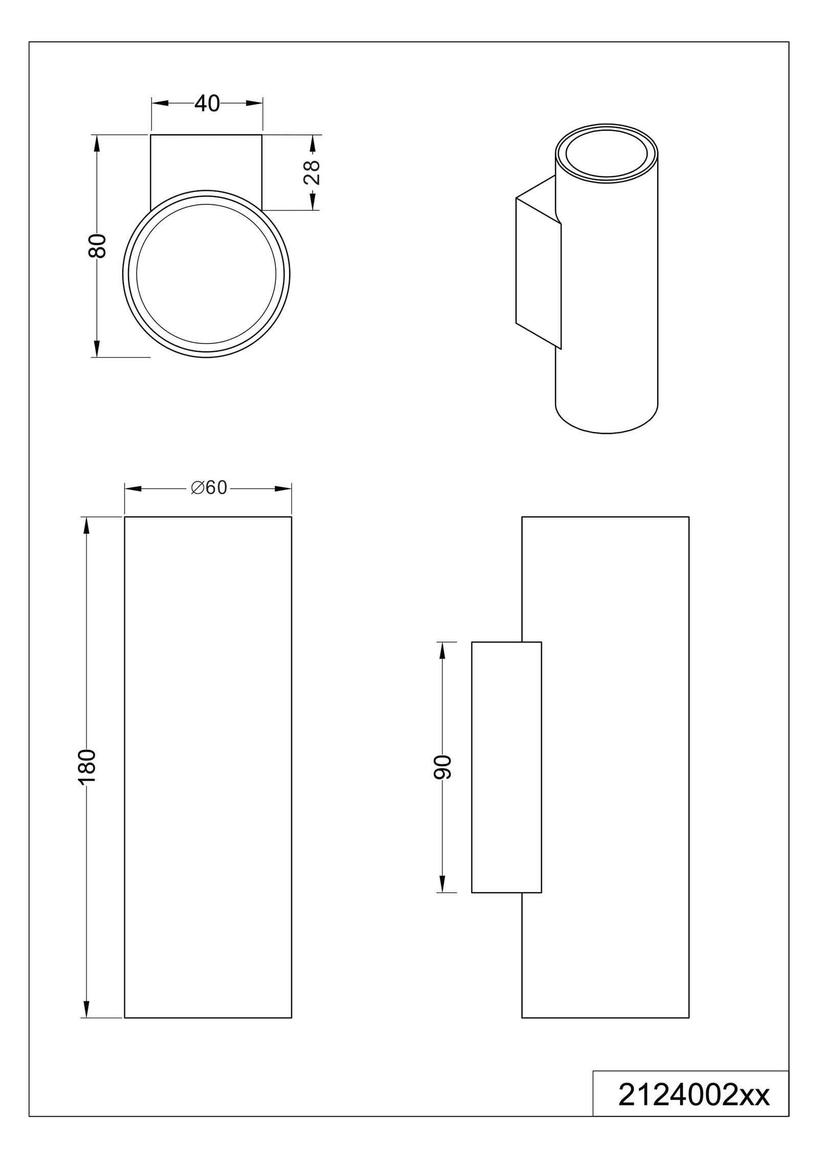 LED-Up/Down Leuchte MARLEY 35W sw IP20 GU10 80x60x180mm