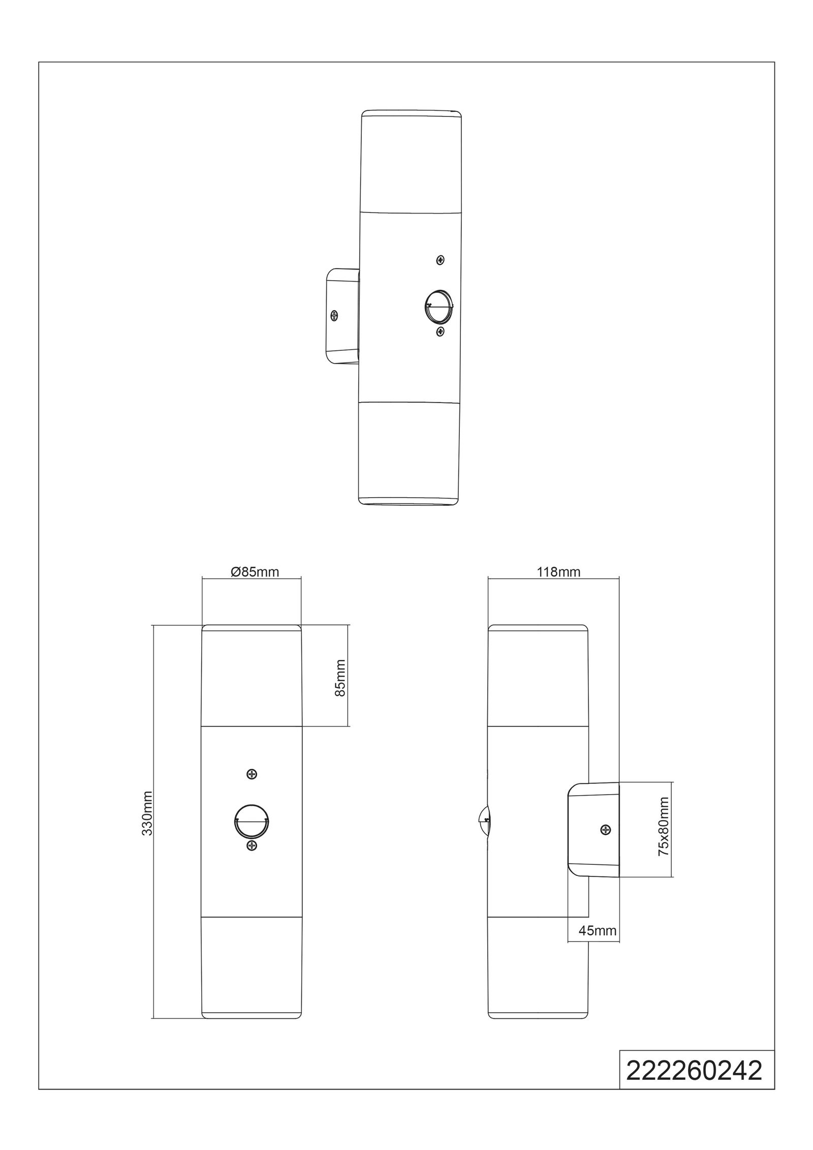 Up/Down Leuchte HOOSIC 2x28W HV anth E27 UP and Down IP44 BWM 118x85x330mm