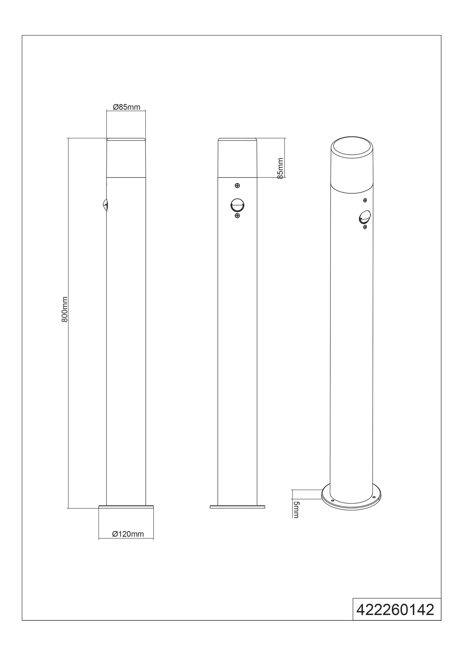 Pollerleuchte 28W HOOSIC E27 anth Alu HV IP44 Kst_opal BWM