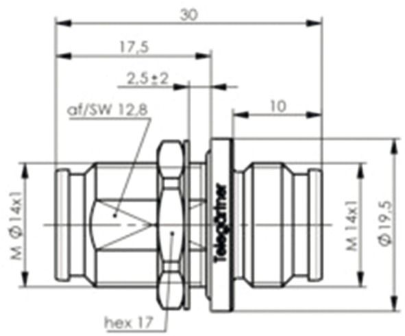 Koax-Kupplung 2.2-5 Buchse/Buchse 50Ohm ger Einb
