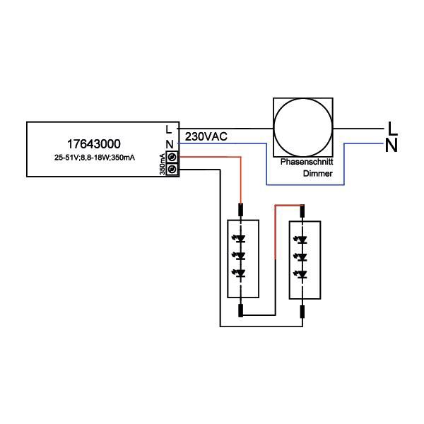 LED-Steuerung 8,75-18W 350mA 51,4V IP20 dim Dimmung Phasenabschnitt Kstgeh dyn