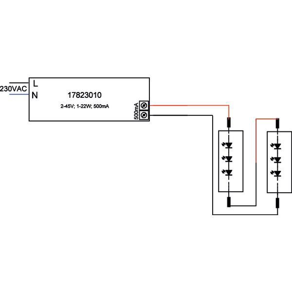 LED-Trafo 1-22W 500mA 44V IP20 Kstgeh stat 146,5x43,5x30mm