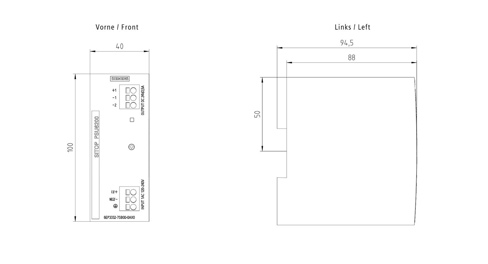 Gleichstromversorgung 24V 60W 120-230VUC 2,5A Kurzschlussf IP20