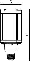 LED-Röhrenlampe E27 TrueForce 21-28W ws 3000K 2850lm kl 360° AC Ø75x178mm