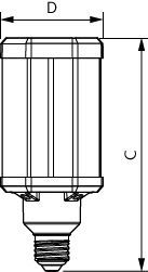 LED-Röhrenlampe E27 TrueForce 42-57W ws 4000K 6000lm kl 360° AC Ø84x178mm