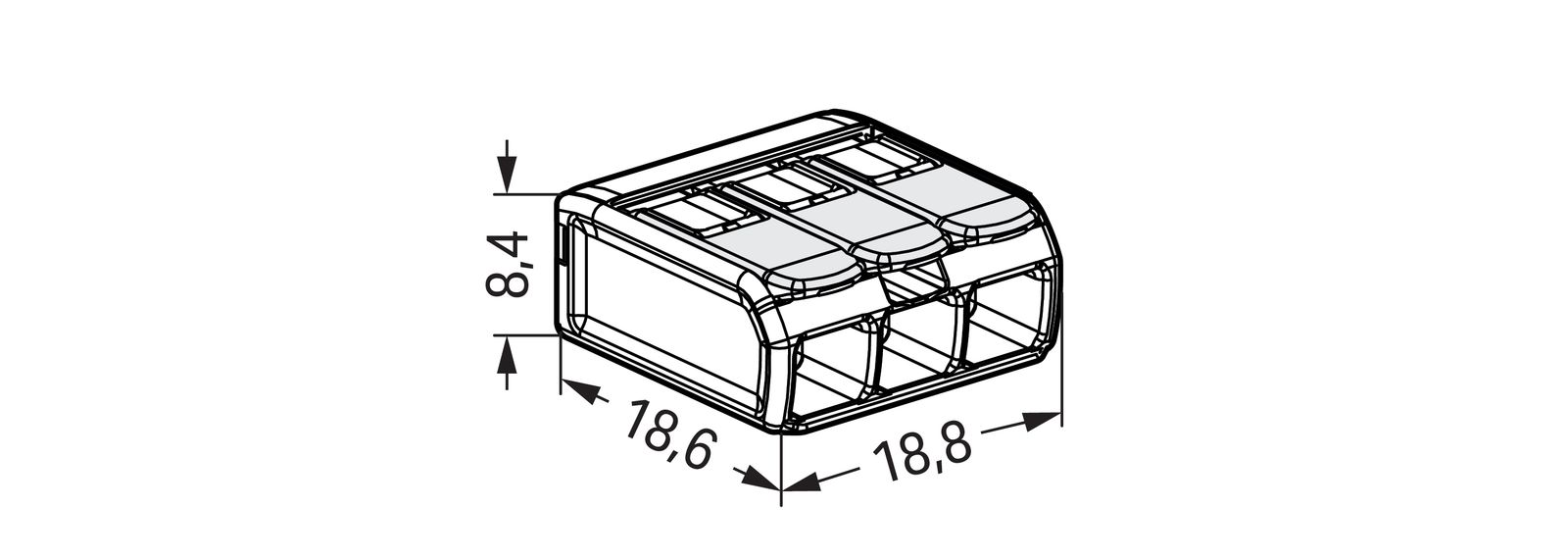 Steckklemme 3f 450V 32A Serie 221 0,14-4qmm m.BetätiHebel f.Massivleiter