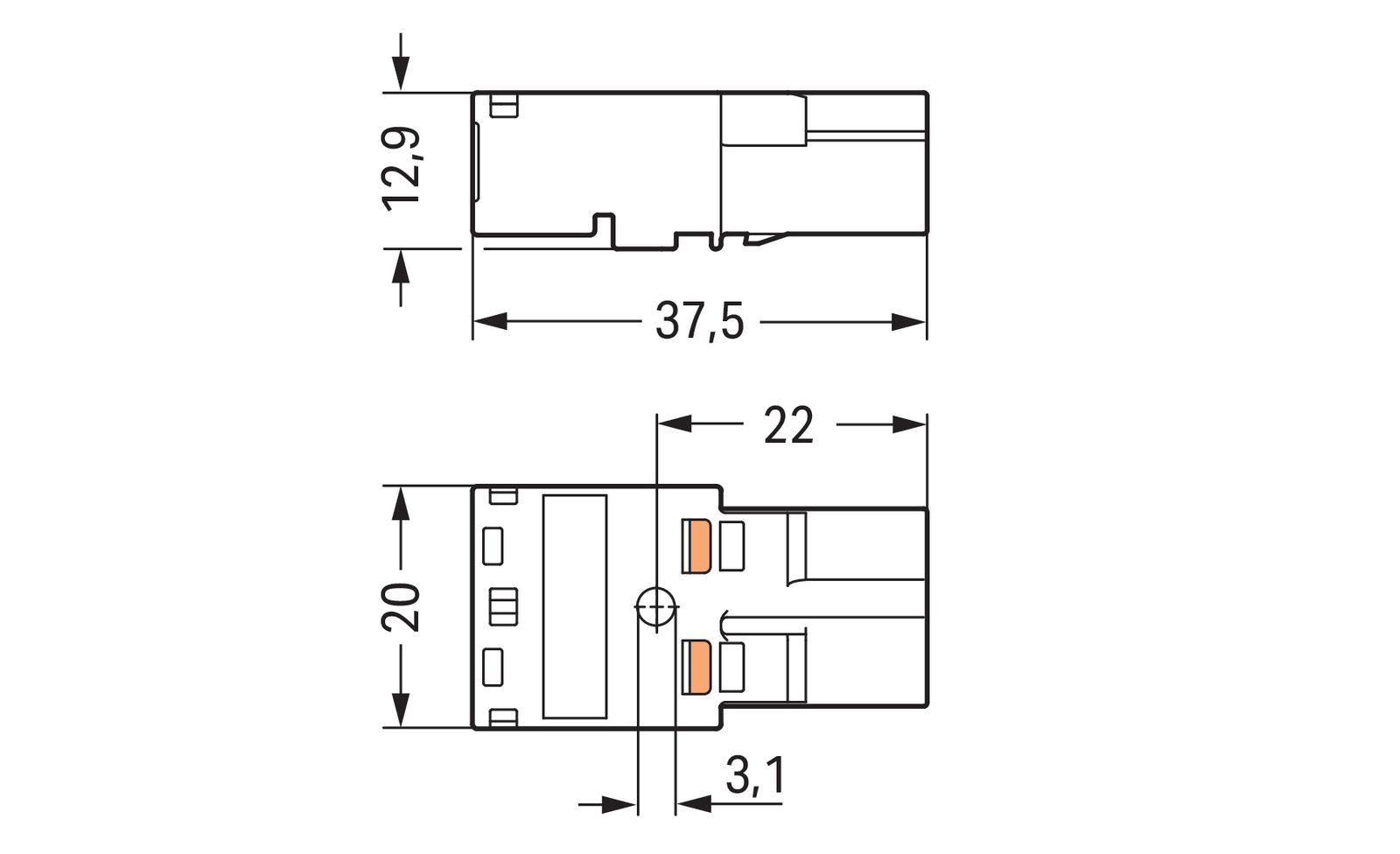 Steckverbinder Gebäude 2p Federzug 250V 25A 4qmm 1