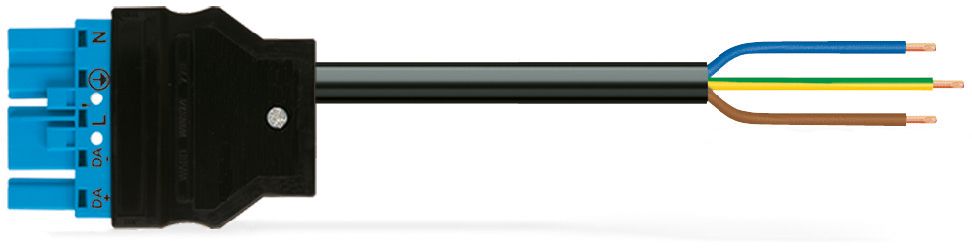 Geräteanschlussleitung 5p H05Z1Z1-F sw 1,5qmm L1000mm 5x1,5qmm Stecker fr.Ende