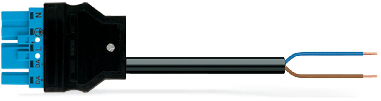 Geräteanschlussleitung 5p H05Z1Z1-F sw 1,5qmm L5000mm 5x1,5qmm Stecker fr.Ende