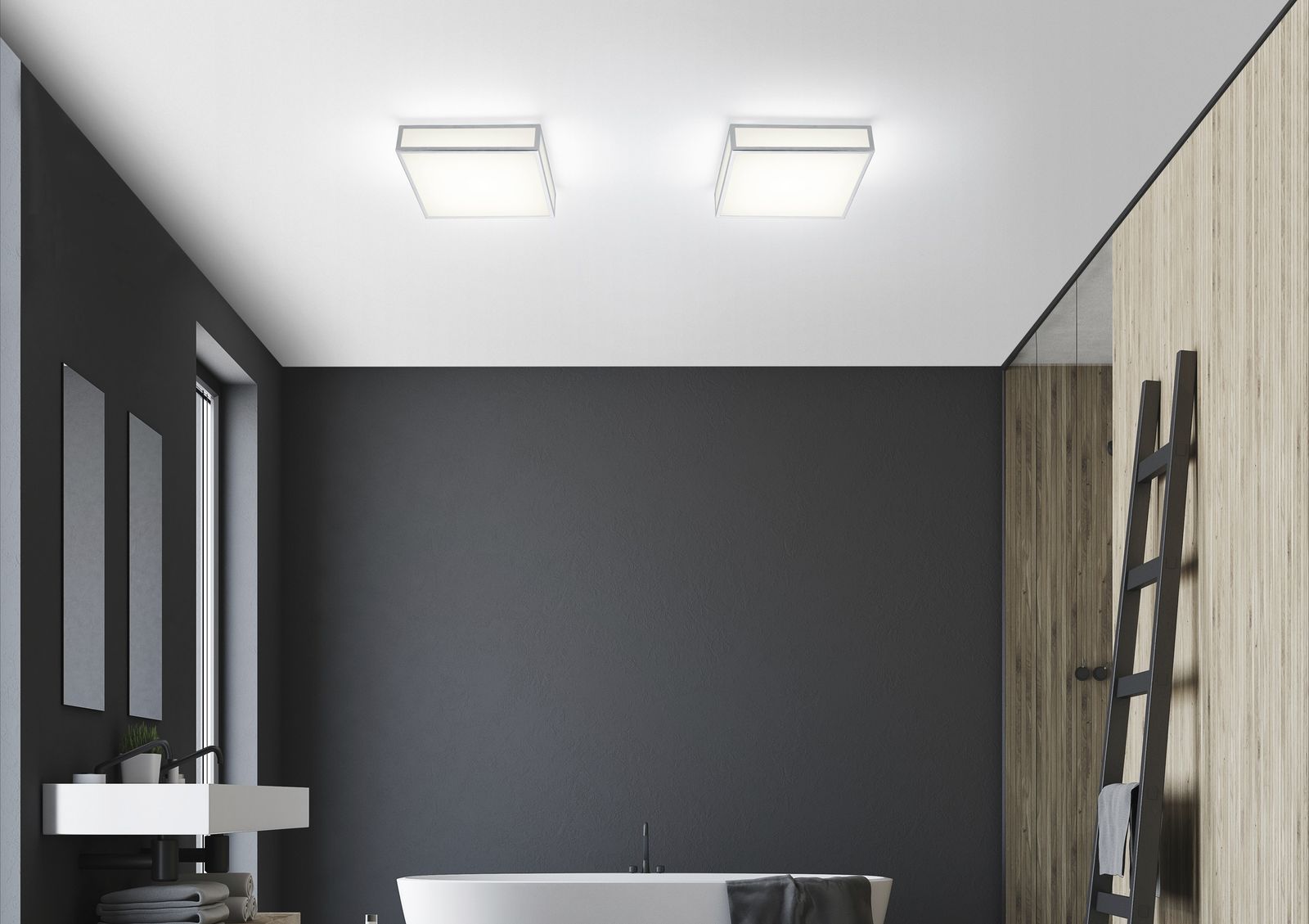 LED-Anbauleuchte ZELO 18W 2900K 1310lm chr Konv IP44 300x300x80mm