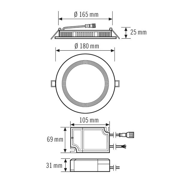 LED-Einbaustrahler 9,5W ELSA-2 3000K Alu 900lm Konv Dimmung DALI 1LED IP20 ws mt