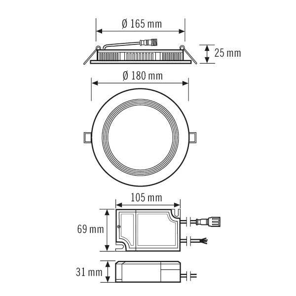 LED-Einbaustrahler 9,5W ELSA-2 4000K Alu 900lm Konv Dimmung DALI 1LED IP20 ws mt