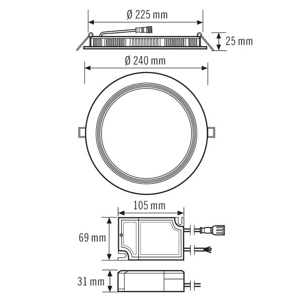 LED-Einbaustrahler 19W ELSA-2 4000K 1LED 1800lm Konv Dimmung DALI Alu IP20 ws mt