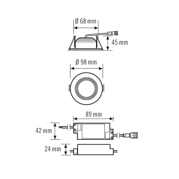 LED-Einbaustrahler 6,5W ELSA-2 4000K Alu 500lm Konv 1LED IP20 ws mt Ø/EB68mm