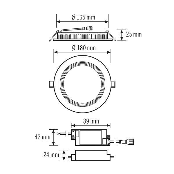 LED-Einbaustrahler 10,5W ELSA-2 4000K ws 900lm Konv 1LED Alu IP20 mt Ø/EB165mm