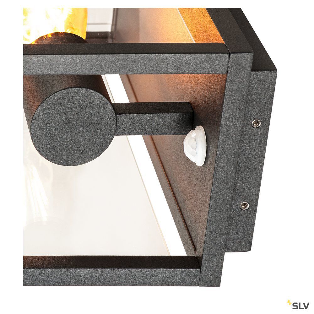 Wandanbauleuchte 15W HV anth IP44 E27 BWM 140x140x290mm