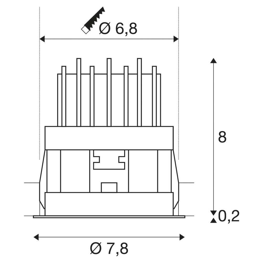LED-Einbaustrahler 7,7W Konv ws mt IP20 RF:mt 1LED Alu