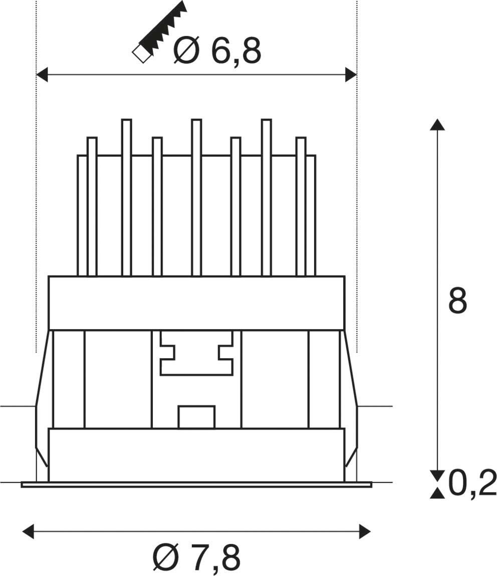LED-Einbaustrahler 7,7W Konv sw mt IP20 RF:mt 1LED Alu