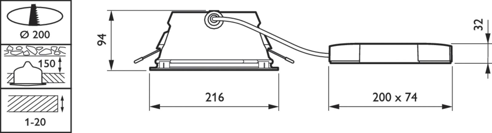 LED-Einbaustrahler 16,8W GreenSpace Konv 4000K 2100lm 1LED Alu IP54 ws mt