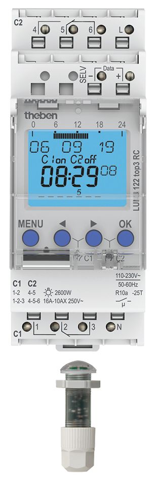 Dämmerungsschalter REG 230V 2600W/AGL 2300VA/LL 800W/LLparr 1-99000lx Wandanb