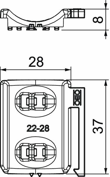 Gegenwanne 22-28mm Kst