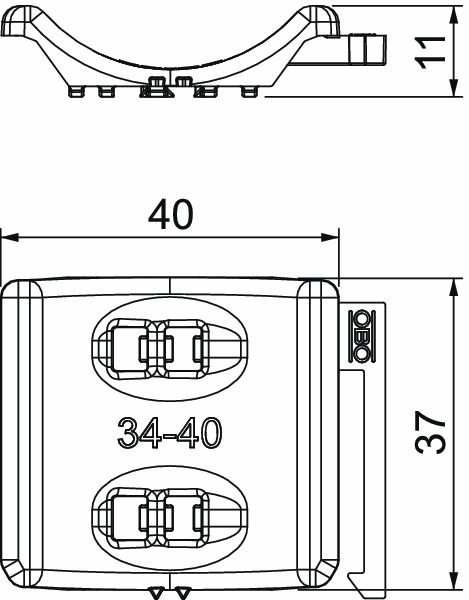 Gegenwanne 34-40mm Kst