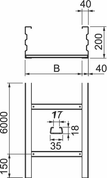 Kabelleiter f/vz 200x600x6000mm Profil Weitsp