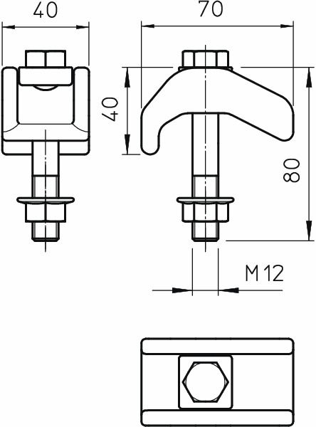 Schraubklemme Ø12mm ST durchl M12 StGuss 20mm Zn/AluLam
