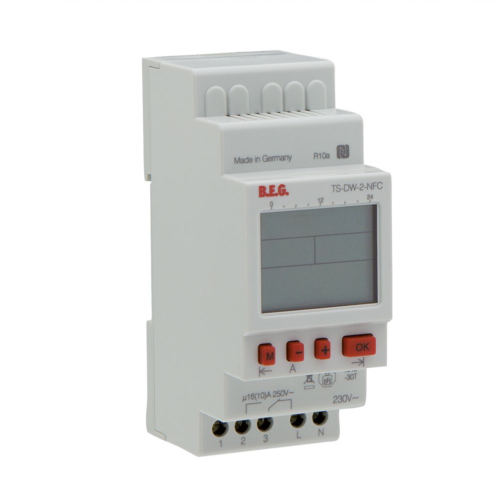 Schaltuhr digi 230VAC 1kan 2TE NFC REG Wochenprogramm