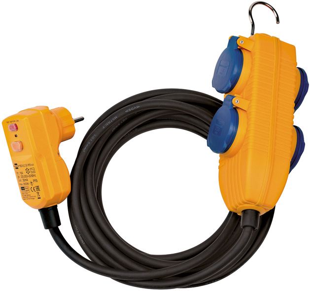 Steckdosenleiste 4f ge 5m IP54 1,5qmm FI-Schalter