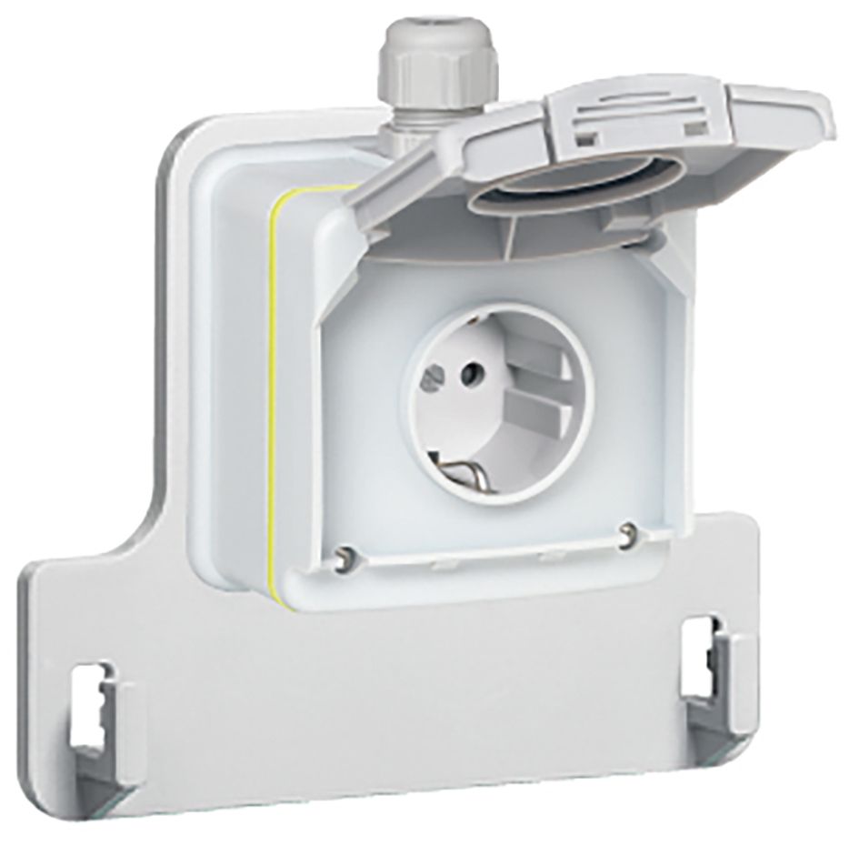 Steckdose 1f gr Green'Up AP Klappd IP44