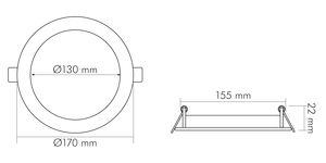 LED-Panel 0x0mm 11W 3000K 930lm ws Konv IP20 Ø170x20mm