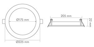 LED-Panel 0x0mm 15W 4000K 1500lm ws Konv IP20 Ø225x23mm