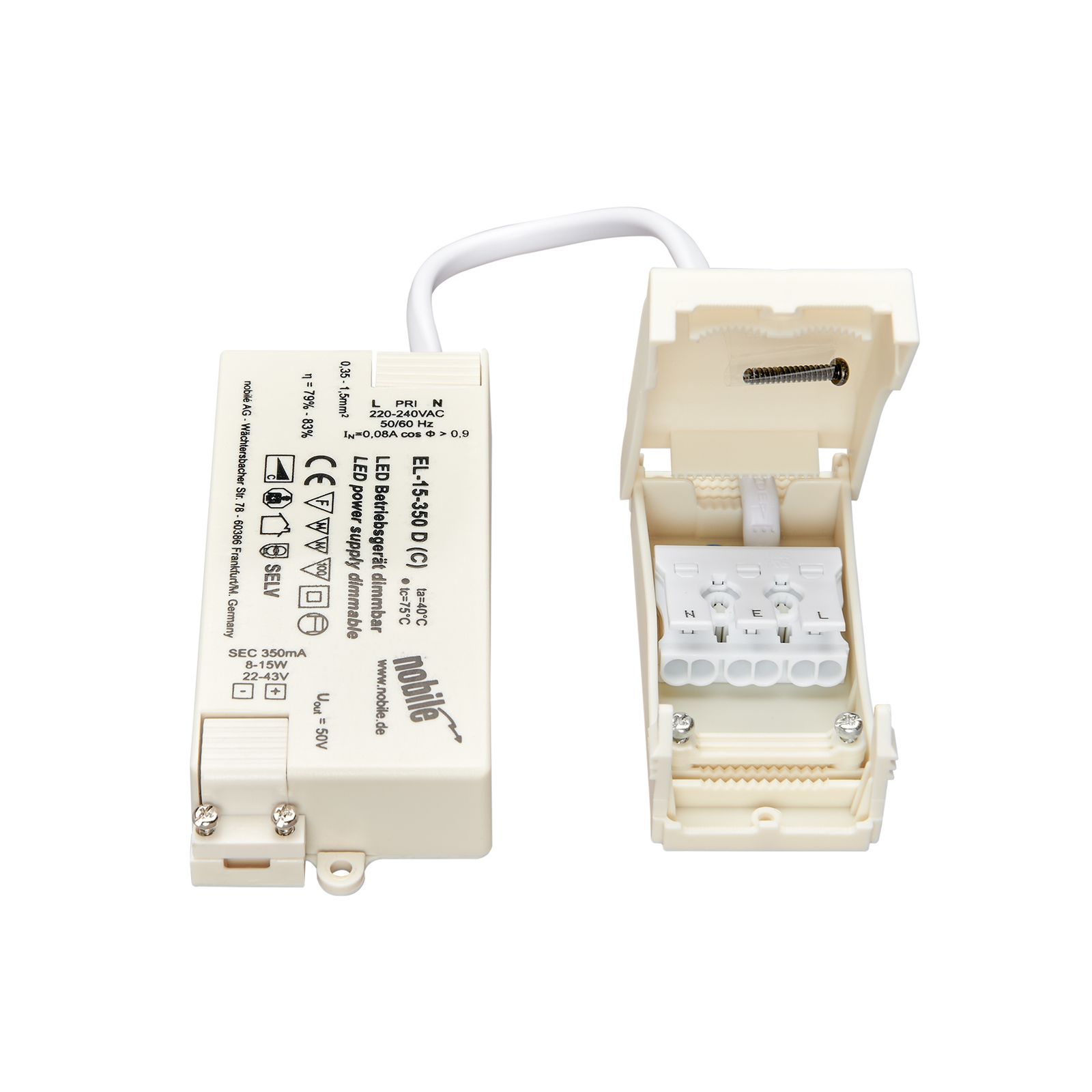 LED-Trafo 8-15W 350mA 43V IP20 dim dyn Dimmung Phasenabschnitt Kstgeh