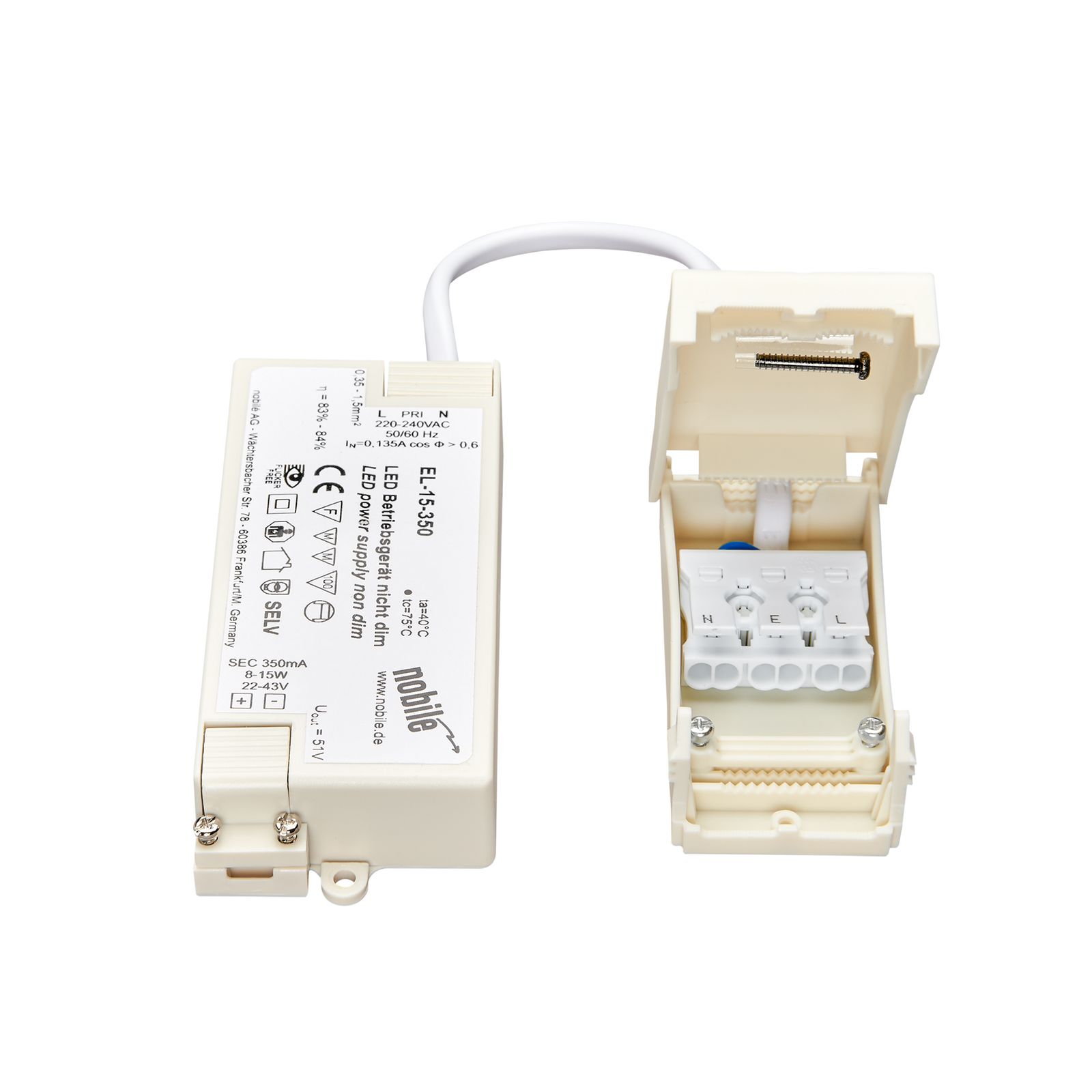 LED-Trafo 8-15W 350mA 22-43V IP20 Kstgeh dyn 110x45x20mm