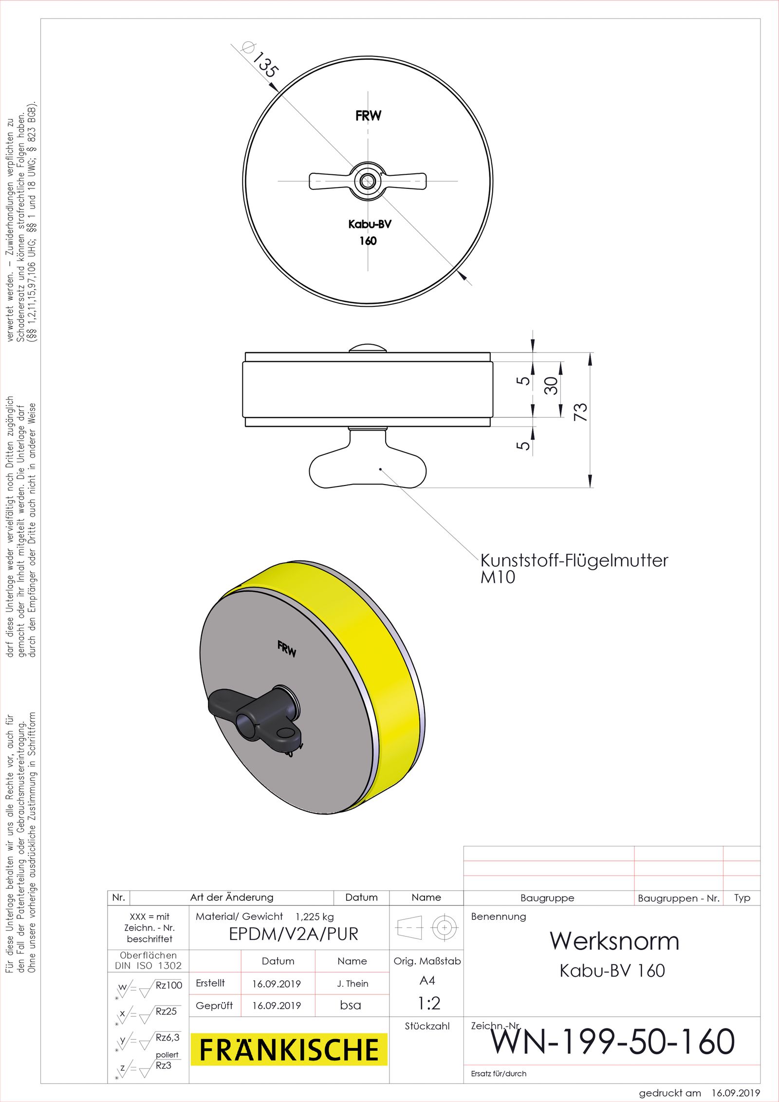 Rohrverschlussstopfen Kst Ø160mm ge Geeignet für f.flexible Rohre Luftdicht