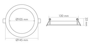 LED-Panel 0x0mm 8W 4000K 900lm ws Konv IP44 Ø145x22mm