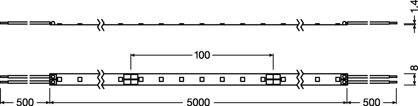 LED-Lichtband 2,7W/m ws 6500K 70Stk/m IP00 DC LED nicht austauschbar 5000mm
