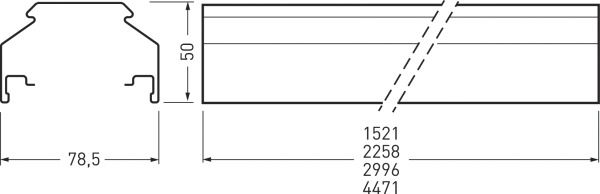 Tragschiene Lichtband 1-l E-Line Fix si 14x2,5qmm 1-längig IP64 f.Kabelrinne